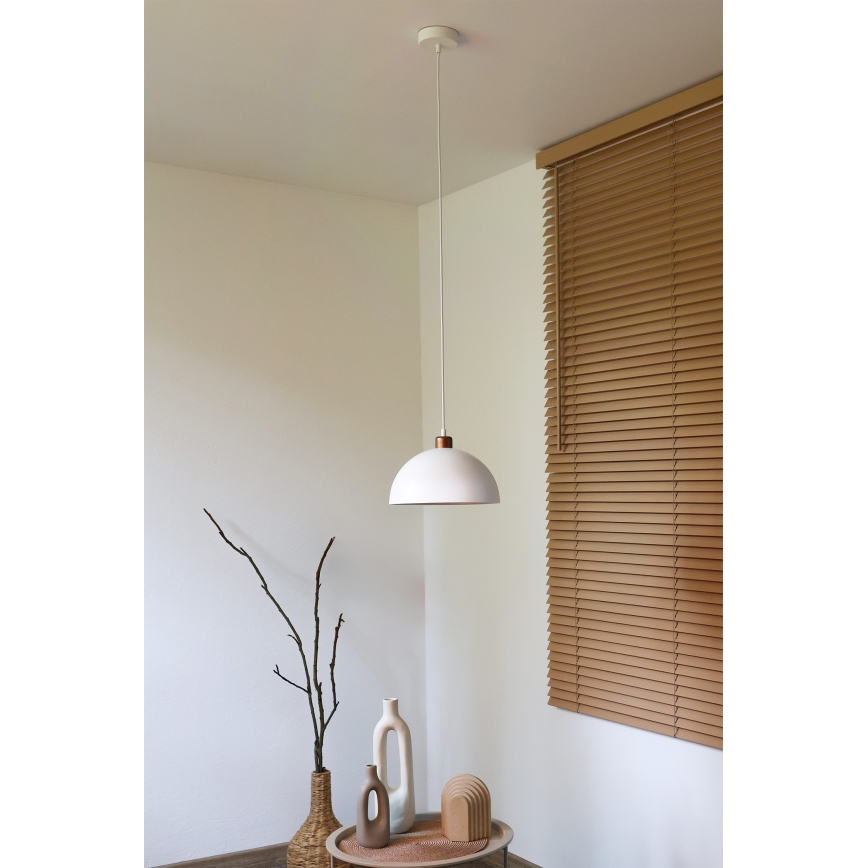 Duolla - Pendelleuchte mit Kabel IRONLINE 1xE27/15W/230V Ø 27 cm weiß/kupfer