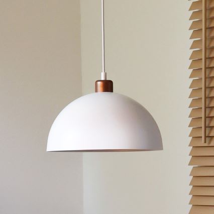 Duolla - Pendelleuchte mit Kabel IRONLINE 1xE27/15W/230V Ø 27 cm weiß/kupfer
