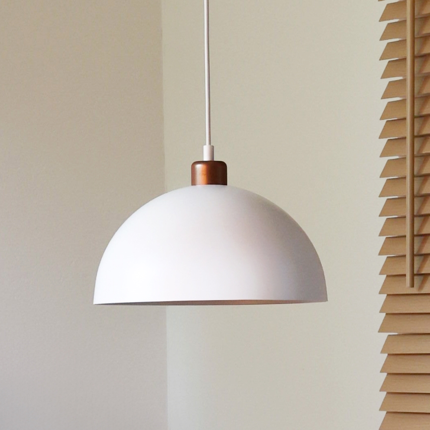Duolla - Pendelleuchte mit Kabel IRONLINE 1xE27/15W/230V Ø 27 cm weiß/kupfer