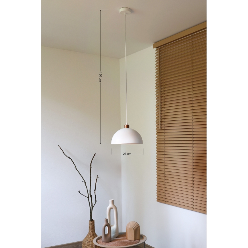 Duolla - Pendelleuchte mit Kabel IRONLINE 1xE27/15W/230V Ø 27 cm weiß/kupfer