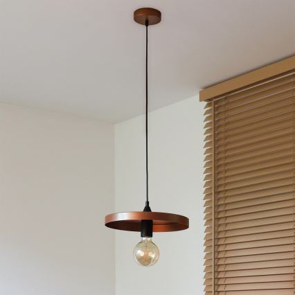 Duolla - Pendelleuchte mit Kabel IRONLINE 1xE27/15W/230V Ø 30 cm Kupfer/Schwarz