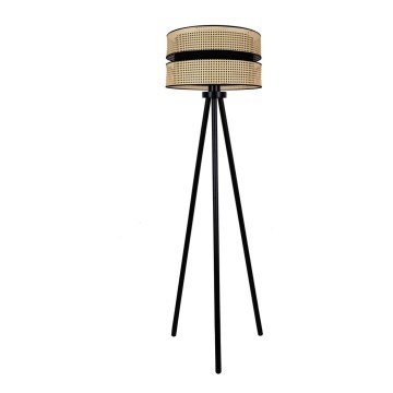 Duolla - Stehleuchte DUO 1xE27/15W/230V d 40 cm Rattan/schwarz