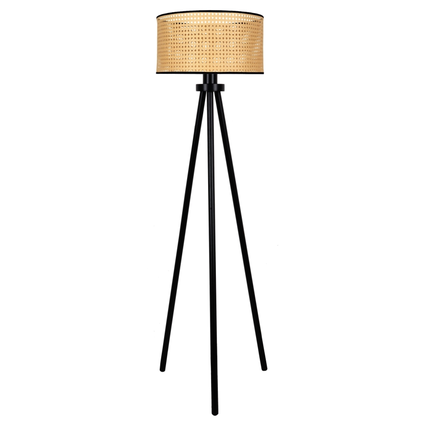 Duolla - Stehleuchte ROLLER 1xE27/15W/230V d 45 cm Rattan/schwarz