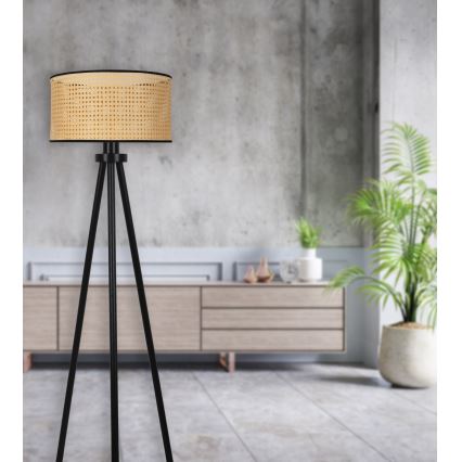 Duolla - Stehleuchte ROLLER 1xE27/15W/230V d 45 cm Rattan/schwarz