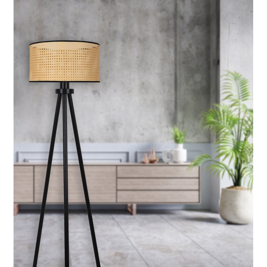 Duolla - Stehleuchte ROLLER 1xE27/15W/230V d 45 cm Rattan/schwarz