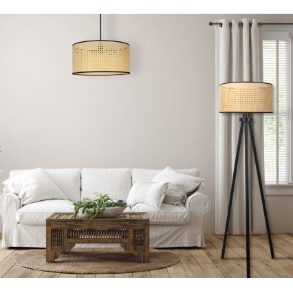 Duolla - Stehleuchte ROLLER 1xE27/15W/230V d 45 cm Rattan/schwarz
