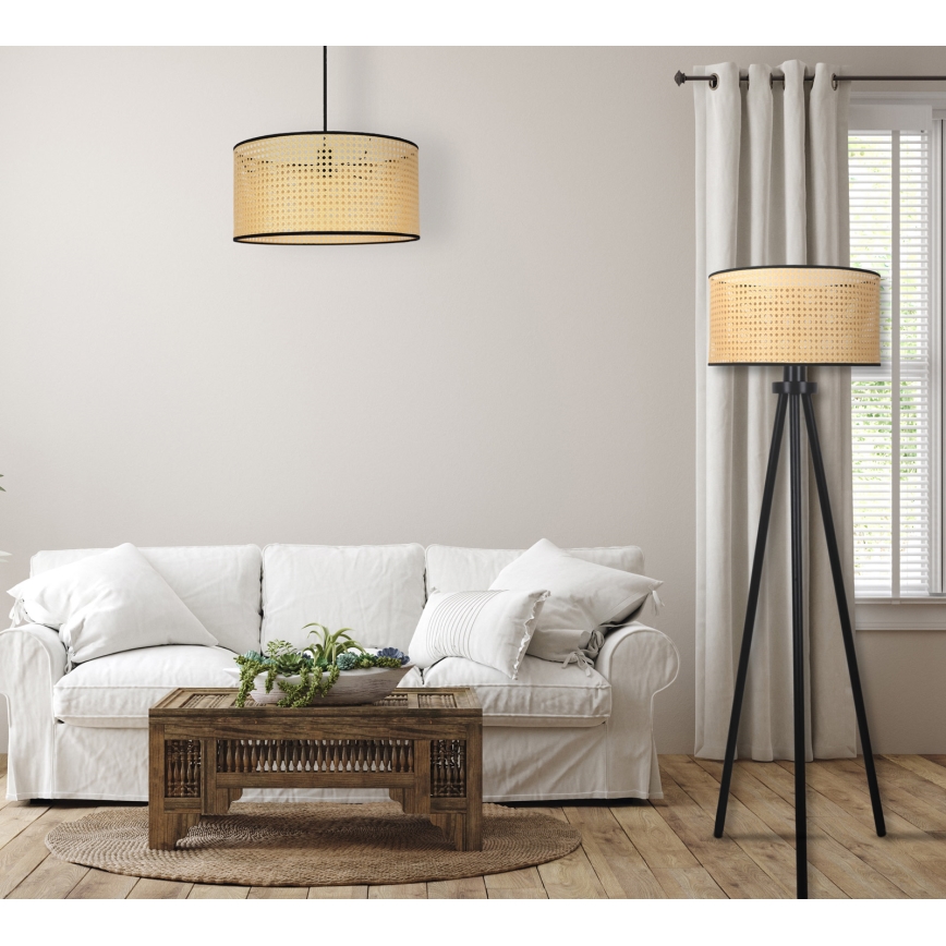 Duolla - Stehleuchte ROLLER 1xE27/15W/230V d 45 cm Rattan/schwarz