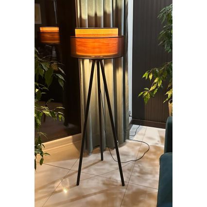 Duolla - Stehleuchte WOOD BOHO 1xE27/15W/230V d 45 cm schwarz/beige