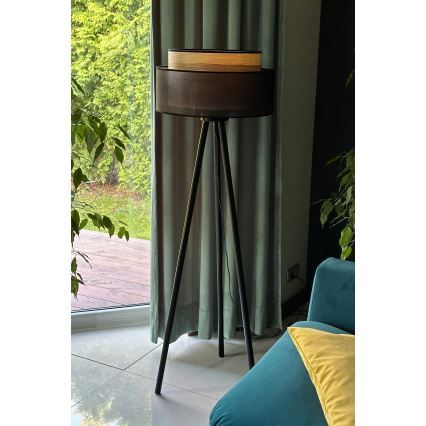 Duolla - Stehleuchte WOOD BOHO 1xE27/15W/230V d 45 cm schwarz/beige