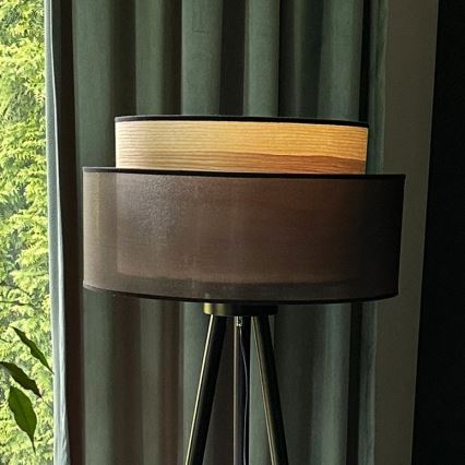 Duolla - Stehleuchte WOOD BOHO 1xE27/15W/230V d 45 cm schwarz/beige