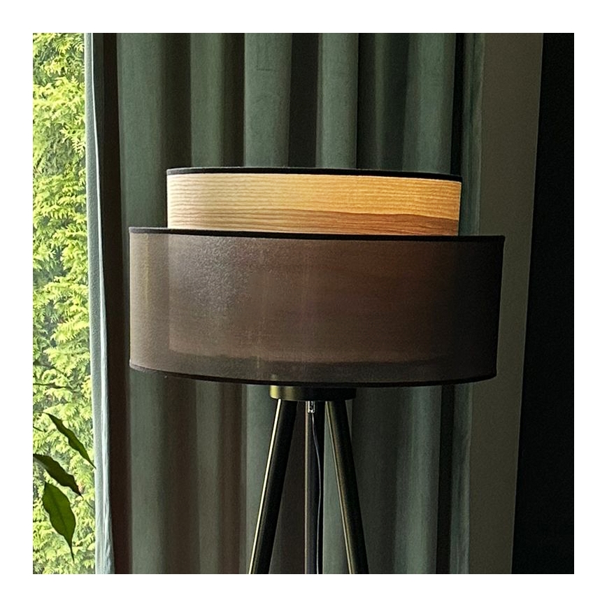 Duolla - Stehleuchte WOOD BOHO 1xE27/15W/230V d 45 cm schwarz/beige