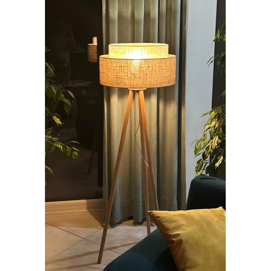 Duolla - Stehleuchte YUTE BOHO 1xE27/15W/230V d 45 cm braun/cremefarben