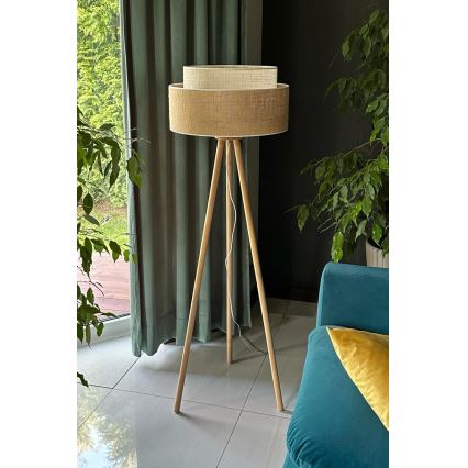 Duolla - Stehleuchte YUTE BOHO 1xE27/15W/230V d 45 cm braun/cremefarben