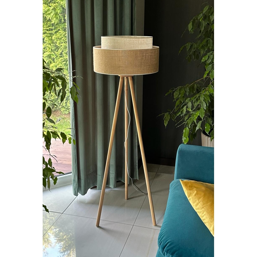 Duolla - Stehleuchte YUTE BOHO 1xE27/15W/230V d 45 cm braun/cremefarben