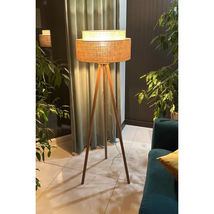 Duolla - Stehleuchte YUTE BOHO 1xE27/15W/230V d 45 cm braun/cremefarben