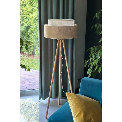 Duolla - Stehleuchte YUTE BOHO 1xE27/15W/230V d 45 cm braun/cremefarben