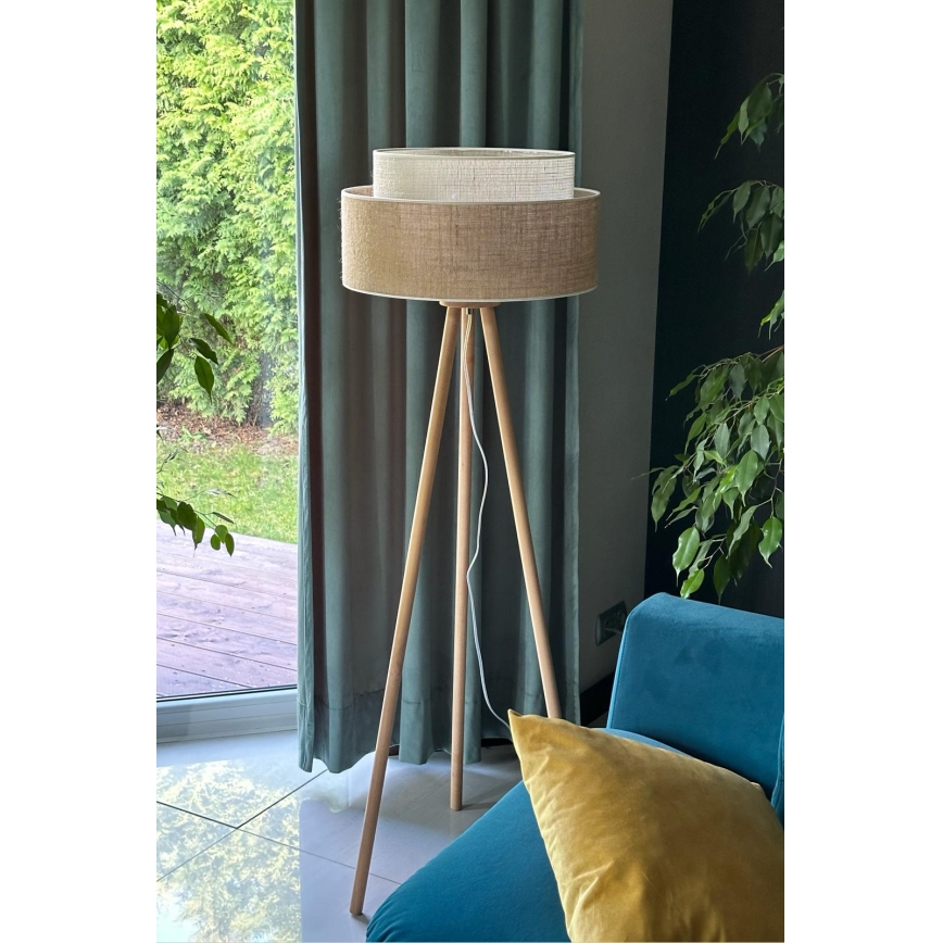 Duolla - Stehleuchte YUTE BOHO 1xE27/15W/230V d 45 cm braun/cremefarben