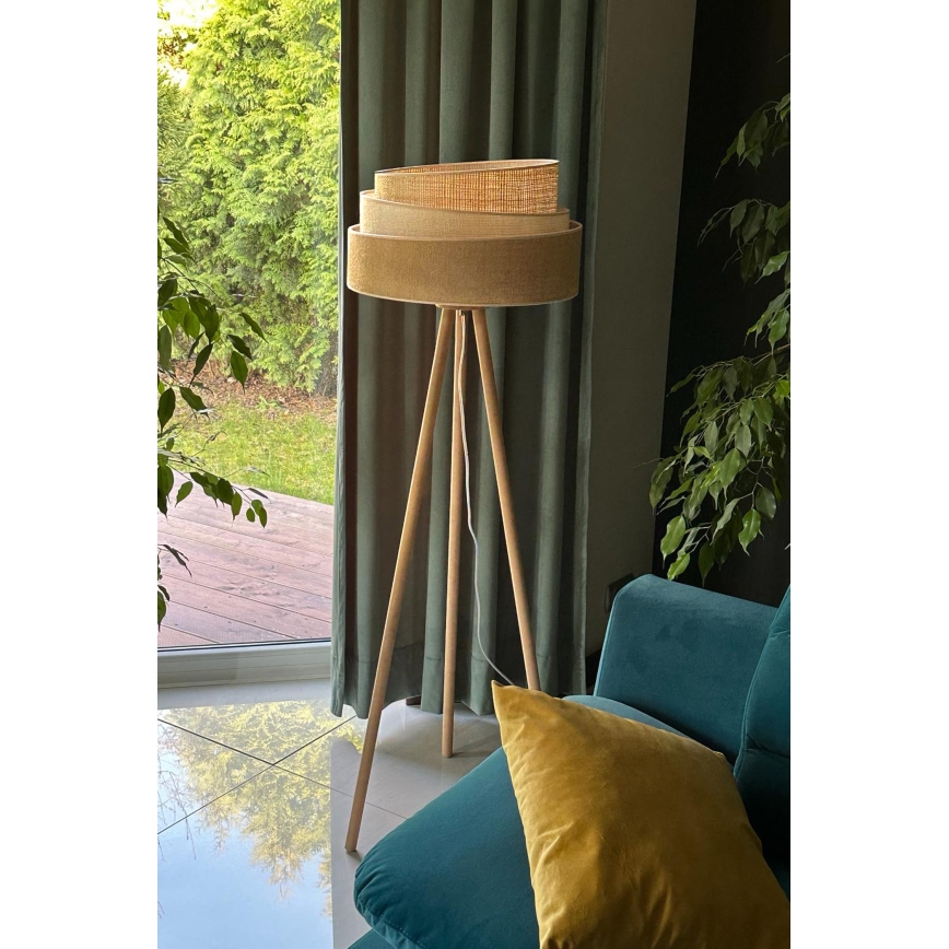 Duolla - Stehleuchte YUTE TRIO 1xE27/15W/230V d 45 cm braun/grau/beige