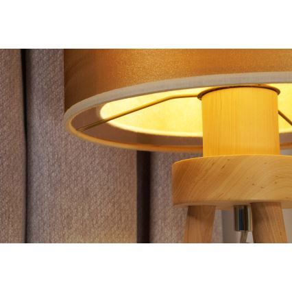 Duolla - Tischleuchte WOOD BOHO 1xE27/15W/230V d 25 cm kupfern/braun/beige