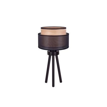 Duolla - Tischleuchte WOOD BOHO 1xE27/15W/230V d 25 cm schwarz/beige