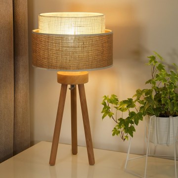 Duolla - Tischleuchte YUTE BOHO 1xE27/15W/230V d 25 cm braun/cremefarben