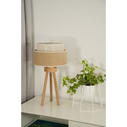 Duolla - Tischleuchte YUTE BOHO 1xE27/15W/230V d 25 cm braun/cremefarben