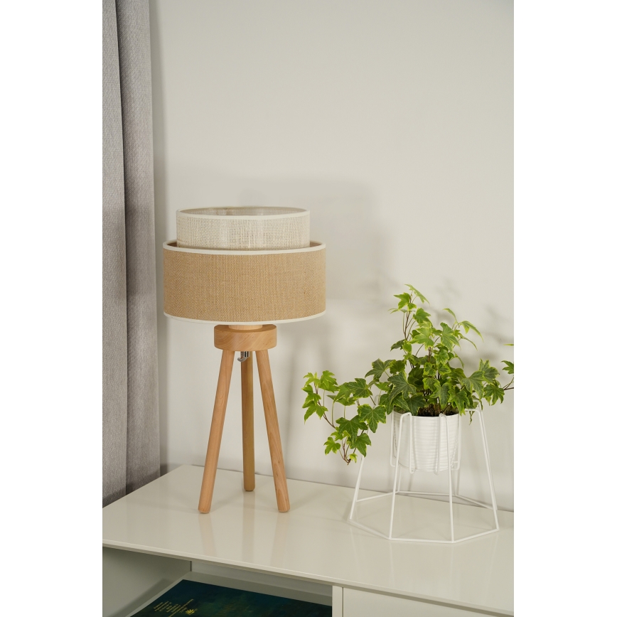 Duolla - Tischleuchte YUTE BOHO 1xE27/15W/230V d 25 cm braun/cremefarben