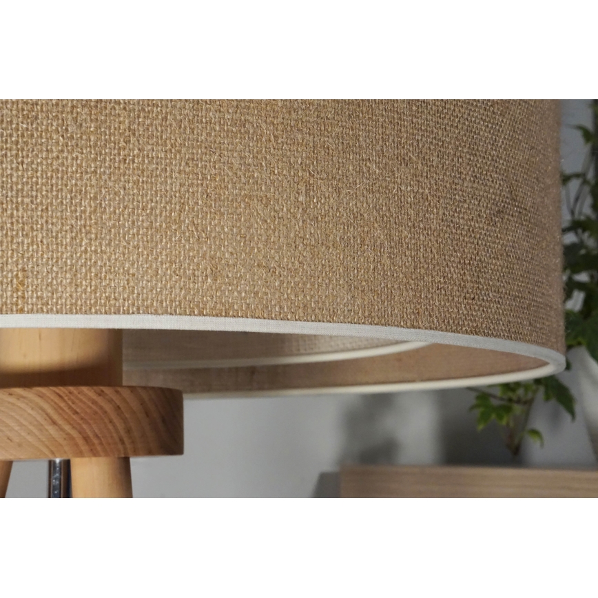 Duolla - Tischleuchte YUTE BOHO 1xE27/15W/230V d 25 cm braun/cremefarben