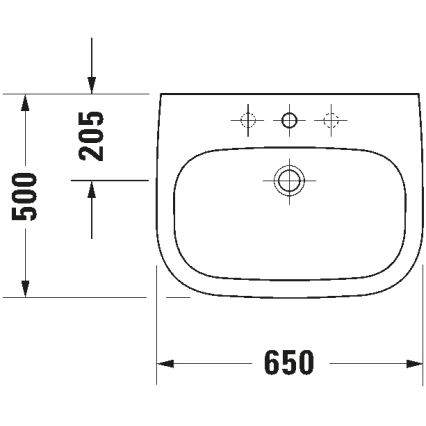 Duravit 23106500002 - Wandhängendes Waschbecken D-CODE 65x50 cm Keramik/glänzend weiß