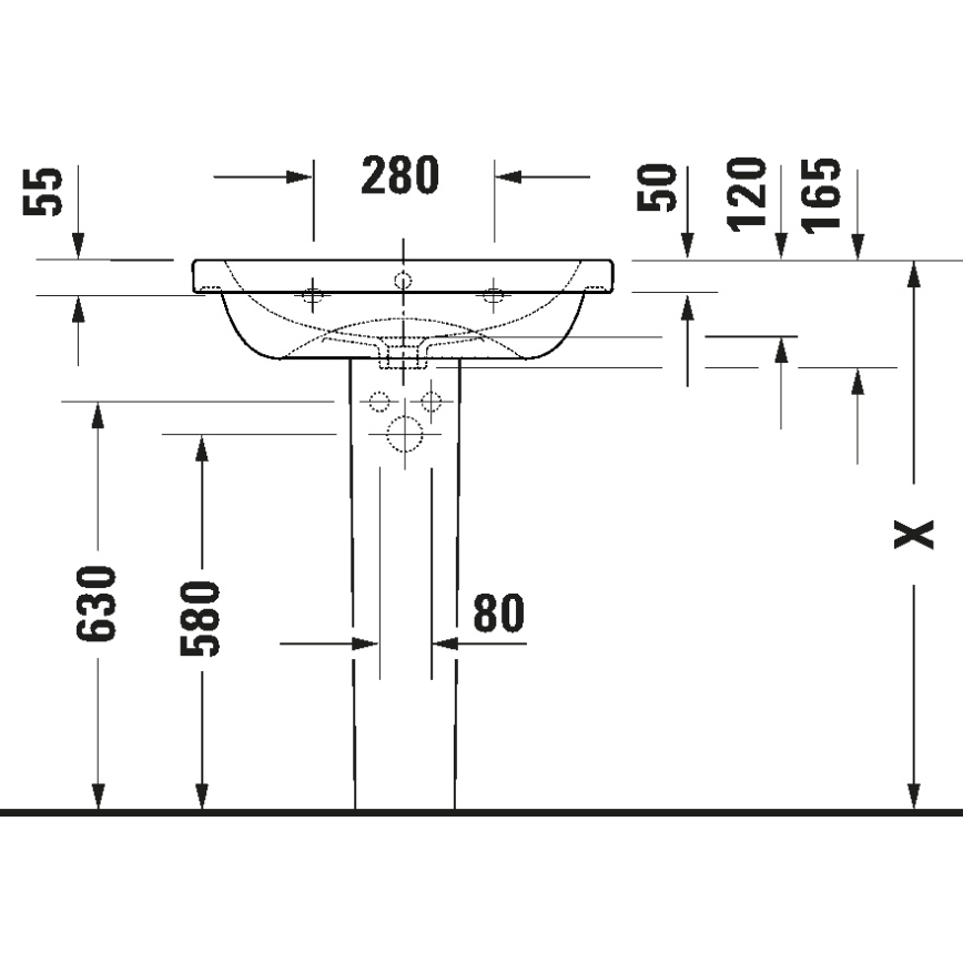 Duravit 23996500002 - Wandhängendes Waschbecken D-CODE 65 x 48 cm Keramik/glänzend weiß