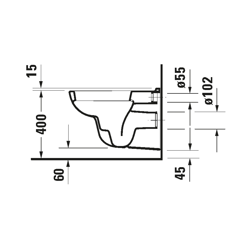 Duravit 25350900002 - D-CODE Hänge-WC, Keramik, glänzend weiß