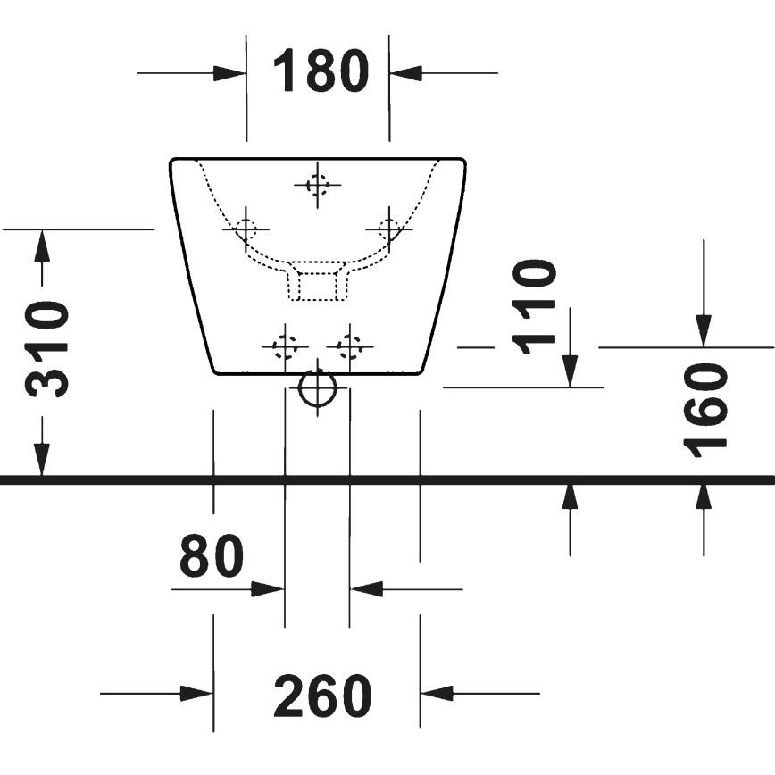Duravit 27271500002 - Wandhängendes Bidet D-CODE, Keramik / glänzend weiß