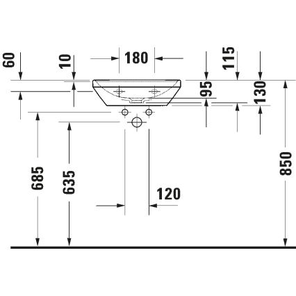 Duravit 738450041 - Hängendes Waschbecken D-NEO 45x33,5 cm Keramik/glänzend weiß