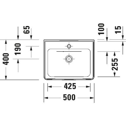 Duravit 742500060 - Wandhängendes Waschbecken D-NEO 50 x 40 cm, Keramik, hochglanzweiß