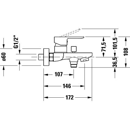 Duravit DC5230001010 - Badewannenarmatur D-CODE, glänzender Chrom