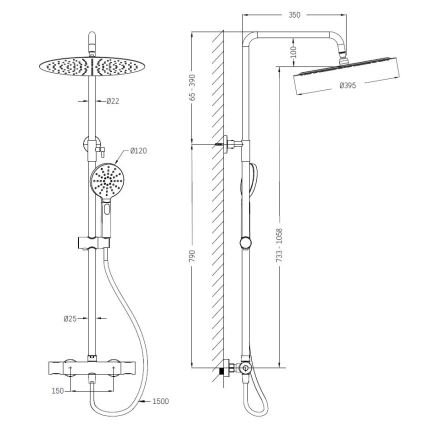 Duschset mit Thermostatarmatur DRAGOR – glänzender Chrom
