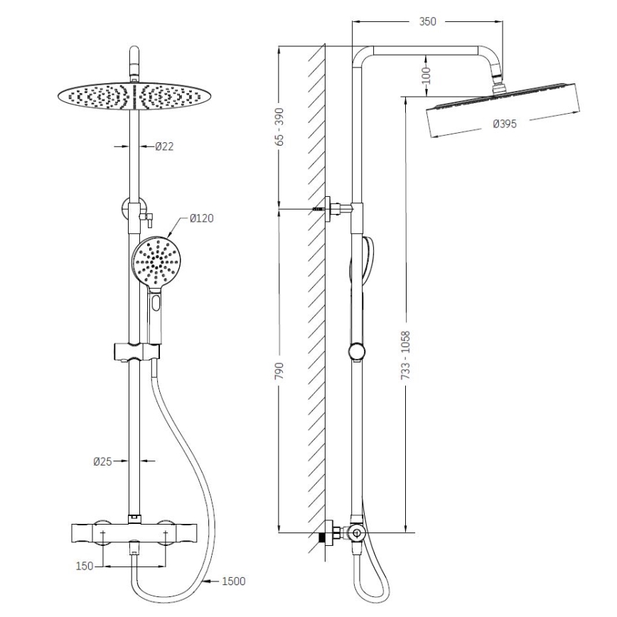 Duschset mit Thermostatarmatur DRAGOR – glänzender Chrom