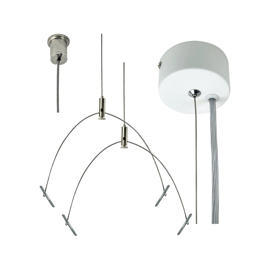 e2 elektro - Set mit 150 cm langen Abhängeseilen, glänzender Chrom