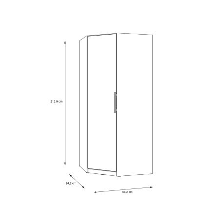 Eck-Kleiderschrank MARO 94 x 213 cm, Eiche Artisan