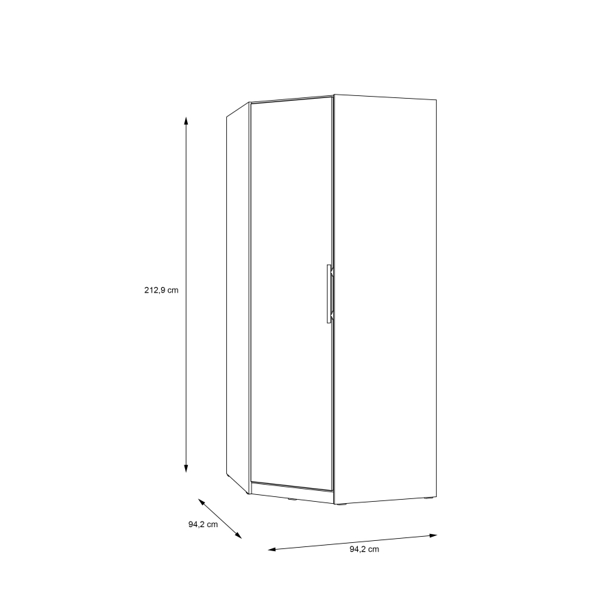 Eck-Kleiderschrank MARO 94 x 213 cm, Eiche Artisan