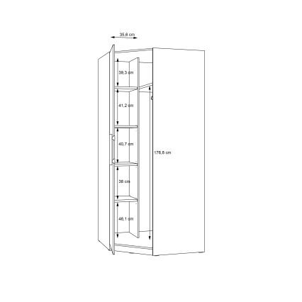 Eck-Kleiderschrank MARO 94 x 213 cm, Eiche Artisan