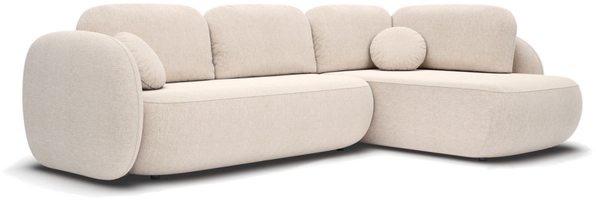 Eck-Schlaffunktion-Sitzgarnitur mit Stauraum in L-Form OLBIA rechts beige