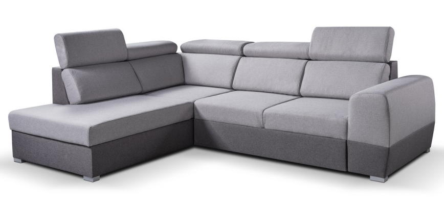 Eck-Schlafsofa in L-Form mit Stauraum MATRIX, grau, links