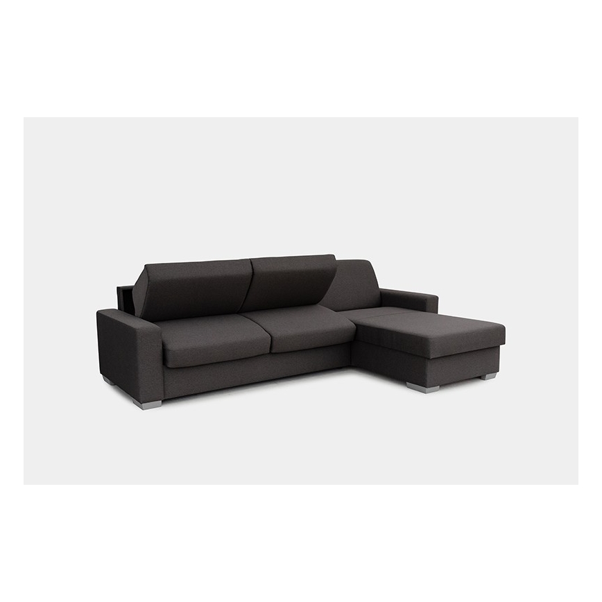 Eck-Schlafsofa zum Ausziehen für den täglichen Gebrauch mit Stauraum, L-Form, LEKA, rechts, braun