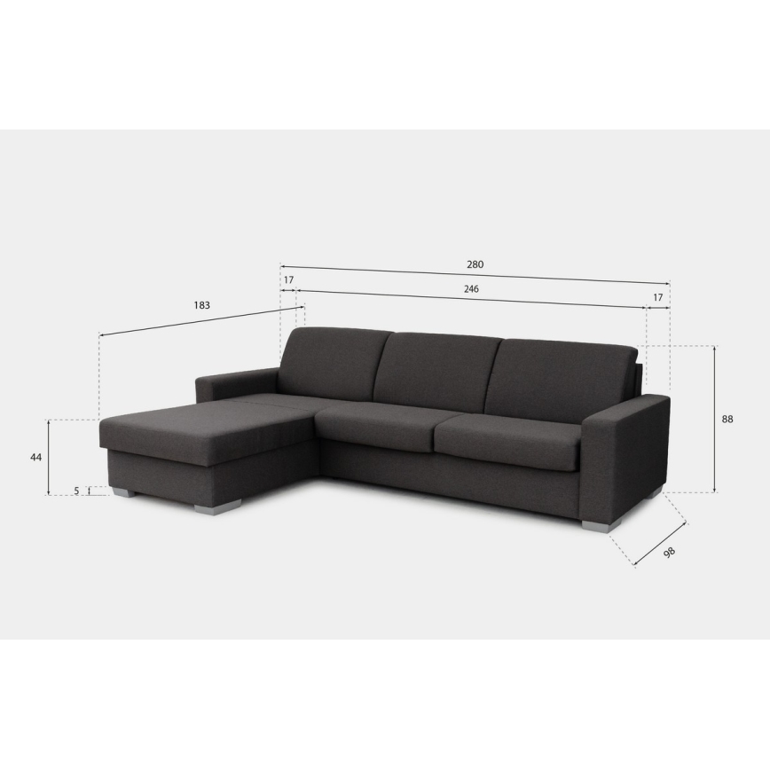Eck-Schlafsofa zum Ausziehen für den täglichen Gebrauch mit Stauraum, L-Form, LEKA, rechts, braun