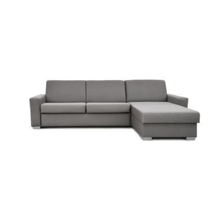 Eck-Schlafsofa zum Ausziehen für den täglichen Gebrauch mit Stauraum, L-Form, LEKA, rechts, grau