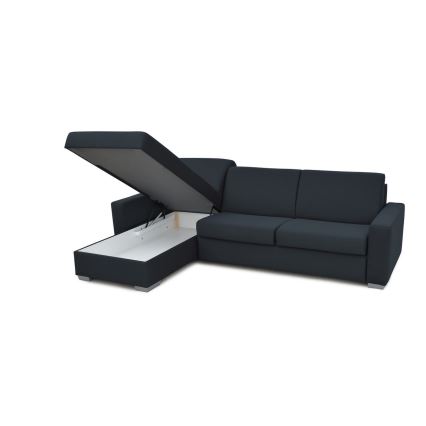 Eck-Schlafsofa mit Stauraum, ausziehbar, für den täglichen Gebrauch, L-Form LEKA links, blau