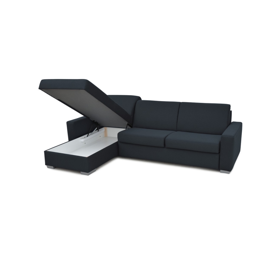 Eck-Schlafsofa mit Stauraum, ausziehbar, für den täglichen Gebrauch, L-Form LEKA links, blau