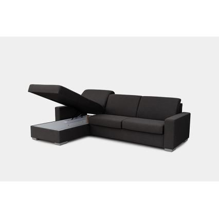 Eck-Schlafsofa mit Stauraum, L-Form, links, braun, für den täglichen Gebrauch LEKA