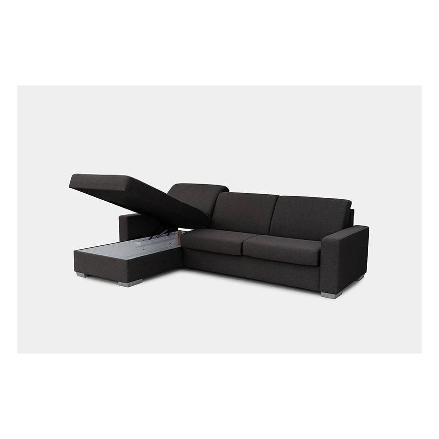 Eck-Schlafsofa mit Stauraum, L-Form, links, braun, für den täglichen Gebrauch LEKA